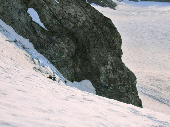 7000 la rampa ripida che dal glacier blanc sale verso le Faurio