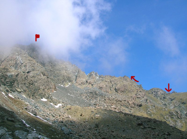 a il colle e il tracciato della cresta